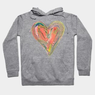 Orange Painted Heart with Expressive Brushstrokes and Gold Hoodie